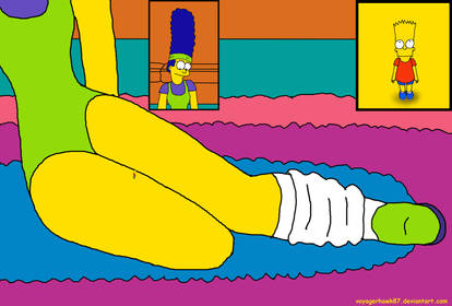 Bart on Aerobics Marge's Leg