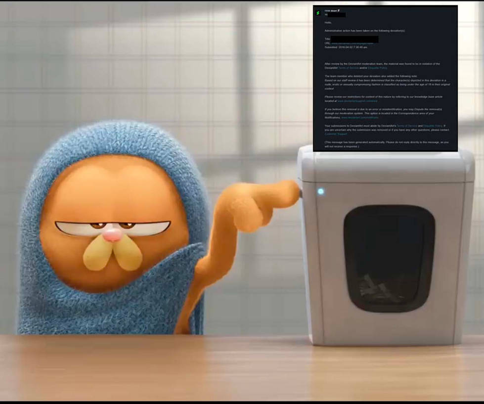 Garfield rejects unfair DA Policy Violation by VoyagerHawk87 on DeviantArt