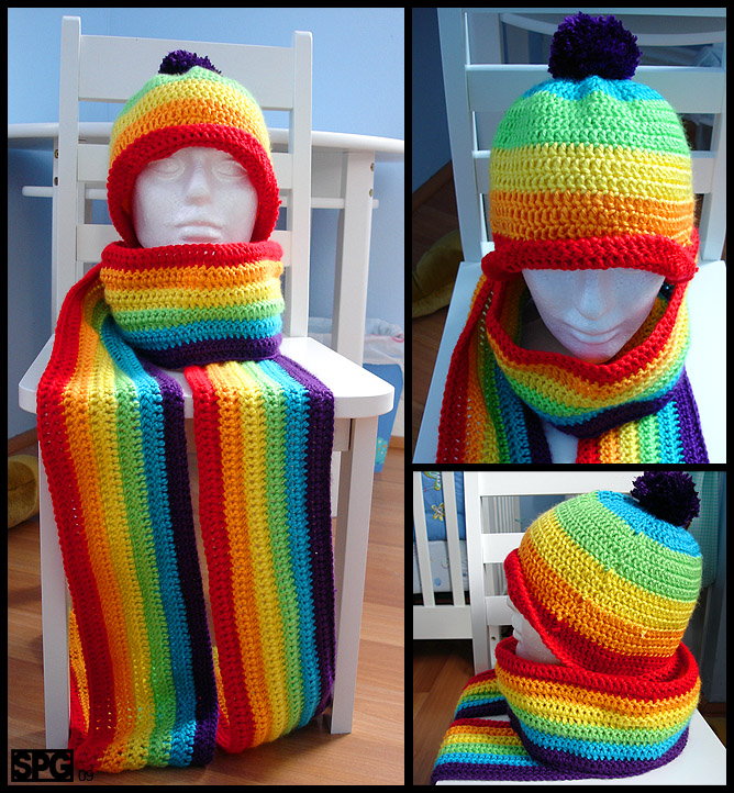 Rainbow Scarf and Hat