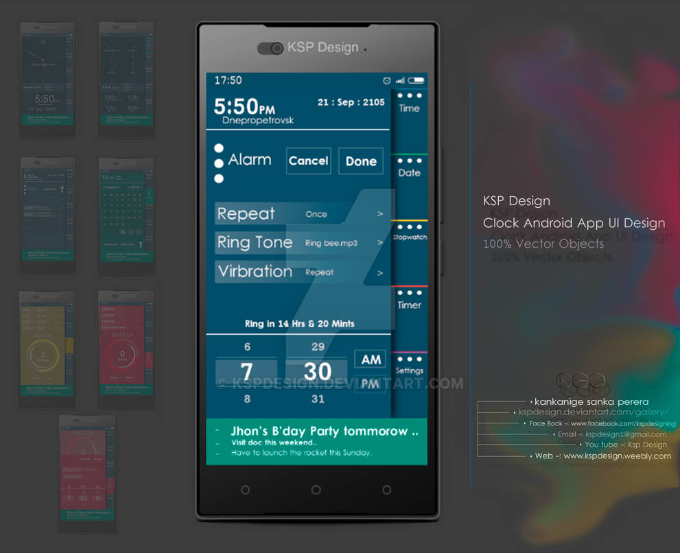 Desktop Clock Interface Design CLOCK APP - UI DESIGN and WIRE FRAME DESIGN by kspdesign on DeviantArt