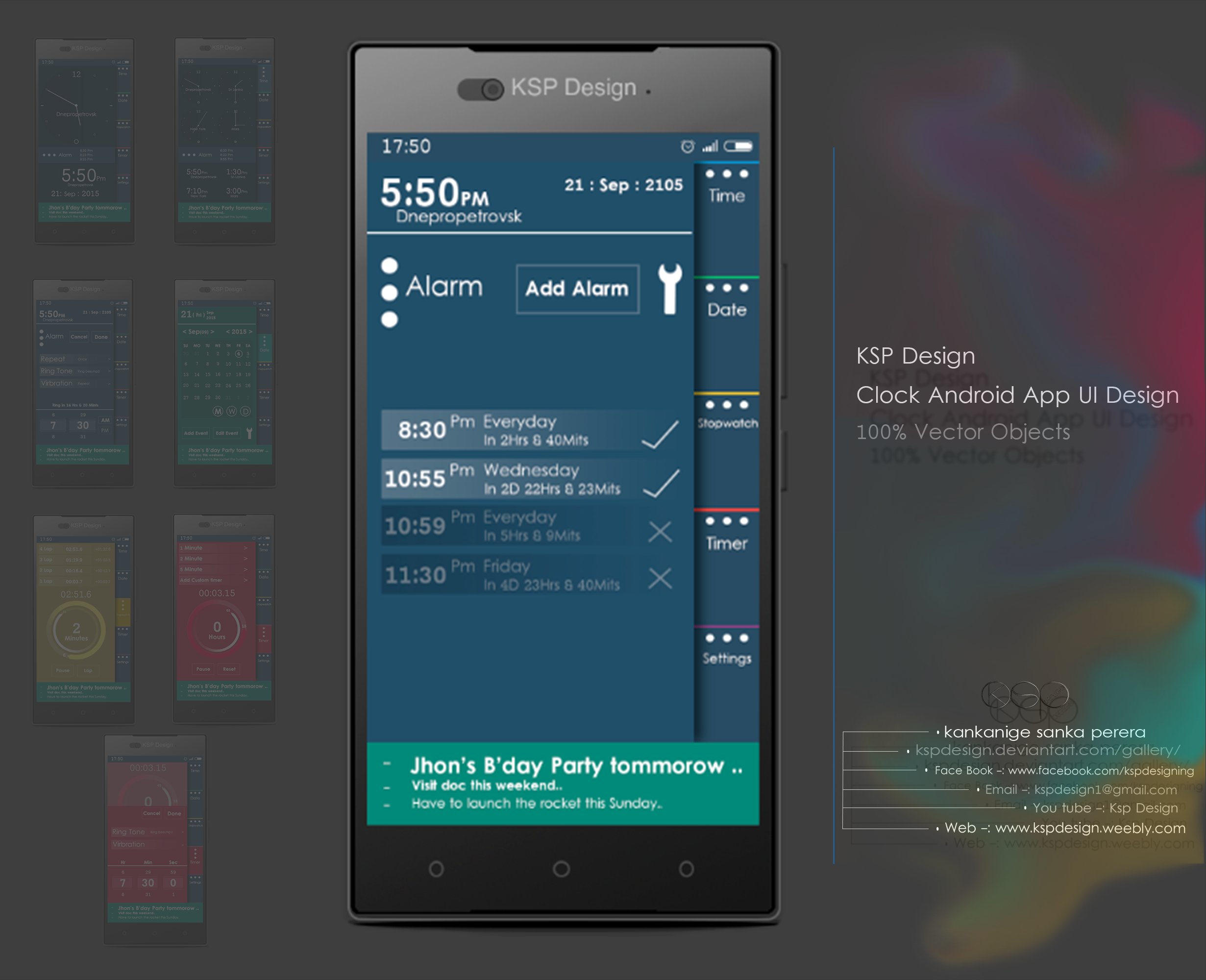 CLOCK APP - UI DESIGN and WIRE FRAME DESIGN by kspdesign on DeviantArt