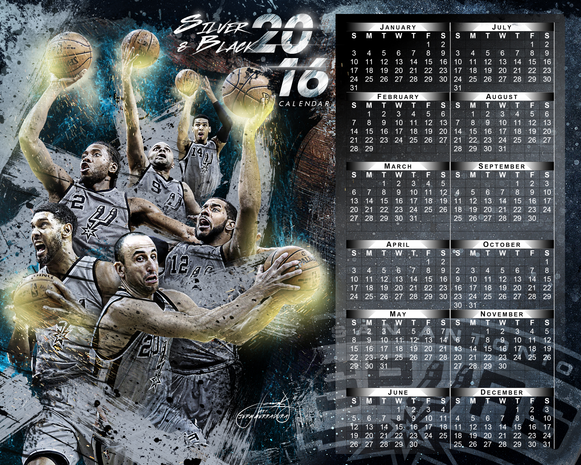 2016 Spurs Calendar