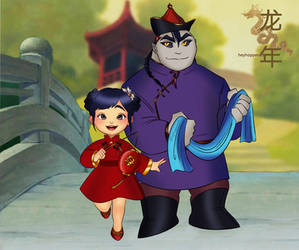 Kid AU Shan Yu and Mulan 