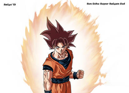 Son Goku Super Saiyan God Lineart Coloreo by Saiyo