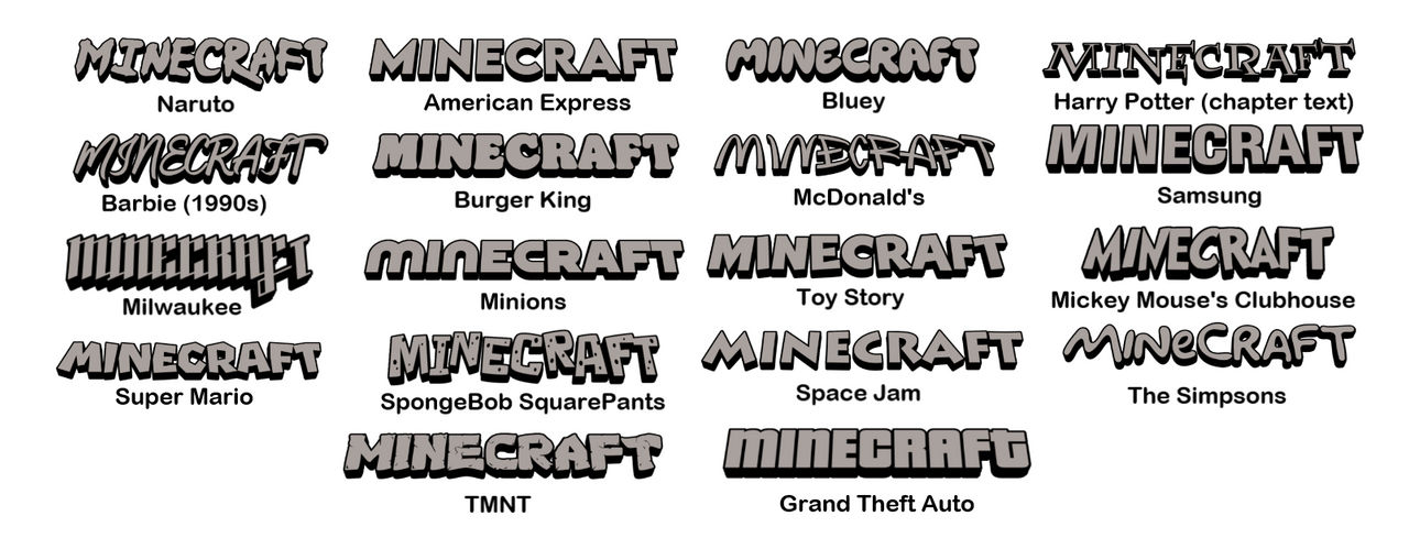 Minecraft logo in different fonts by B3Productions on DeviantArt