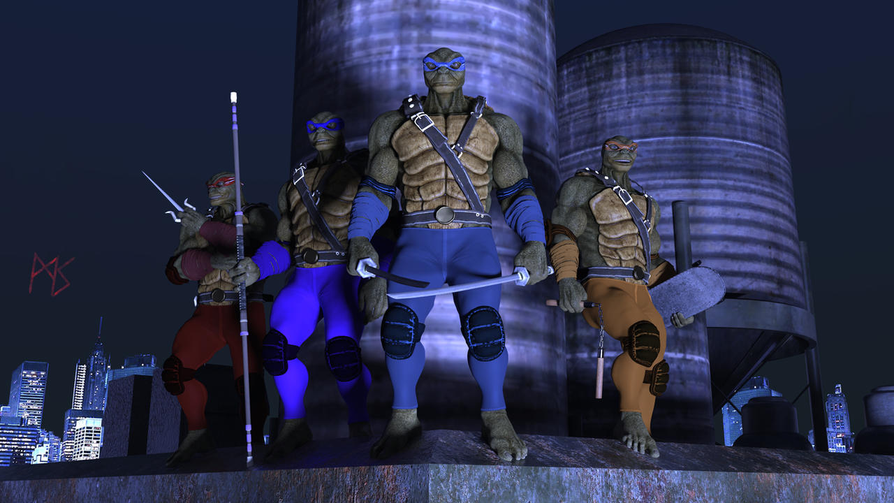 Raph Rooftop Leo, Mickey, Donny and Raph on the roof by MetalSunde on DeviantArt