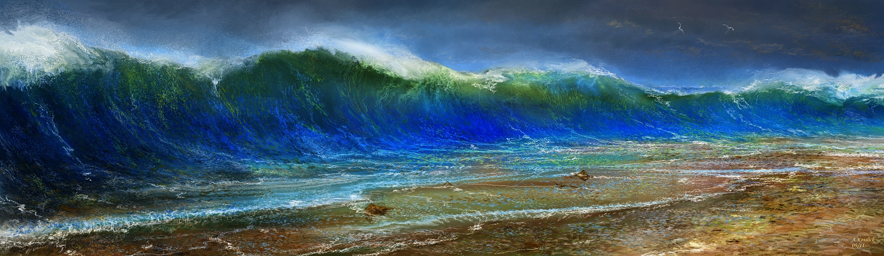 study of the crashing wave