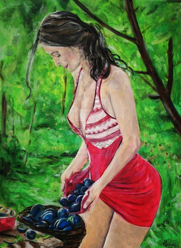 Girl in a plum grove