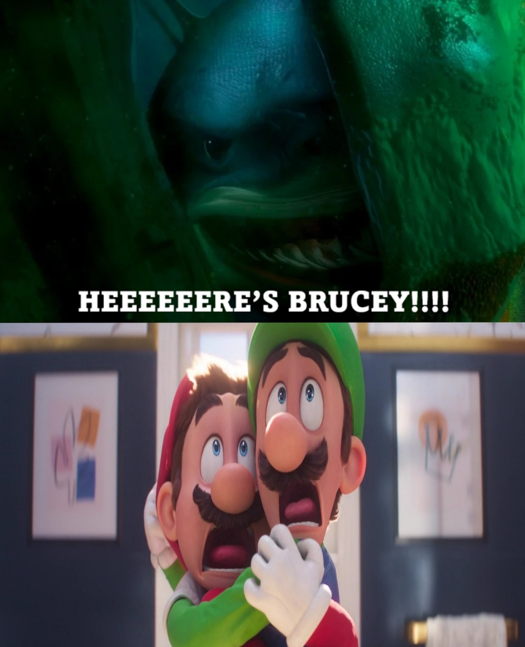 Bruce Scared Deviantart Bruce scares Mario and Luigi by ProGuy2006 on DeviantArt