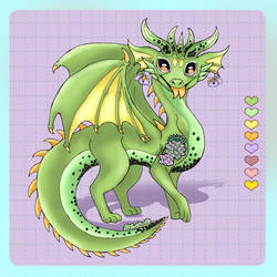 (OPEN) Dragon Adoptable - Honeydew Melon Boba Tea!