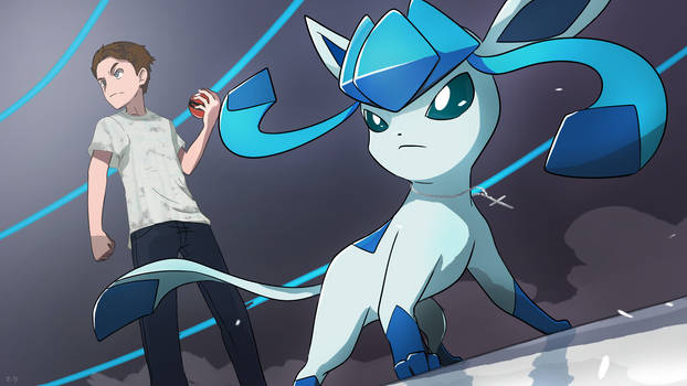 Commission: Trainer with Glaceon