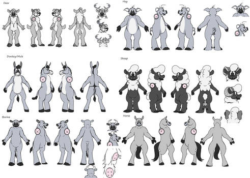 Hoofed Furry Ref lineart/bases