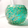 Aqua Glass Candle Holder by CelticStrm-Stock