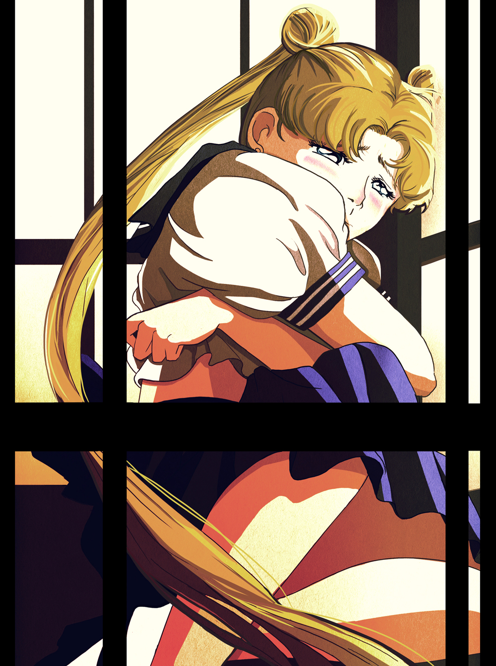 Usagi crying in the phone booth