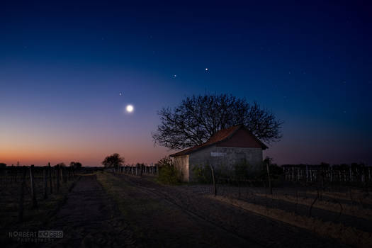 Mars-Saturn-Jupiter and the Moon