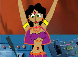 Princess Bujrata on a machine