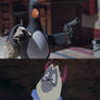 Feathers McGraw aims a pistol at Percy