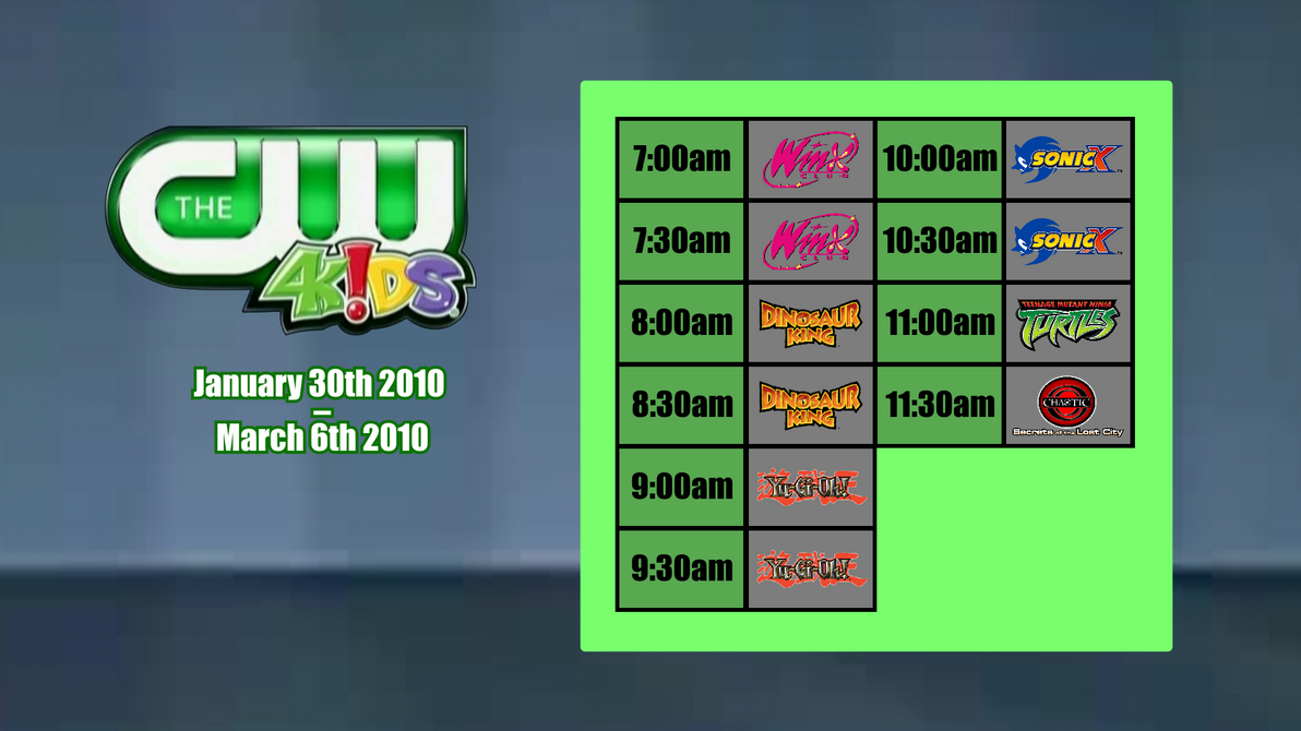 Program Lineup Full Deviantart CW4Kids Lineup (Jan 30, 2010 - March 6, 2010) by FoxBoxNostalgic101 on ...