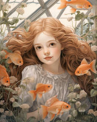 Sweet Girl with Fishes