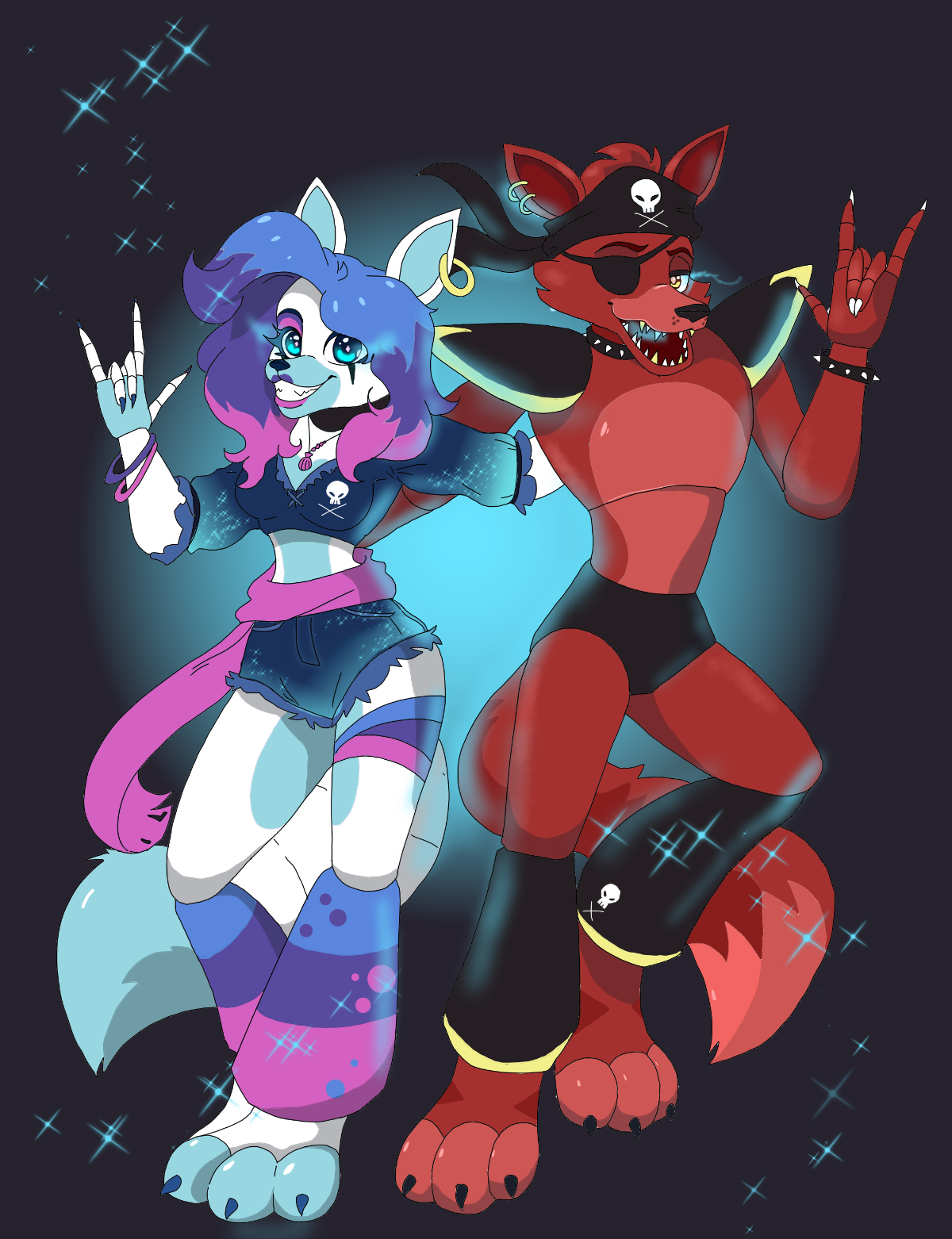 DayMoon - Glamrock Foxy e Glamrock bonnie.