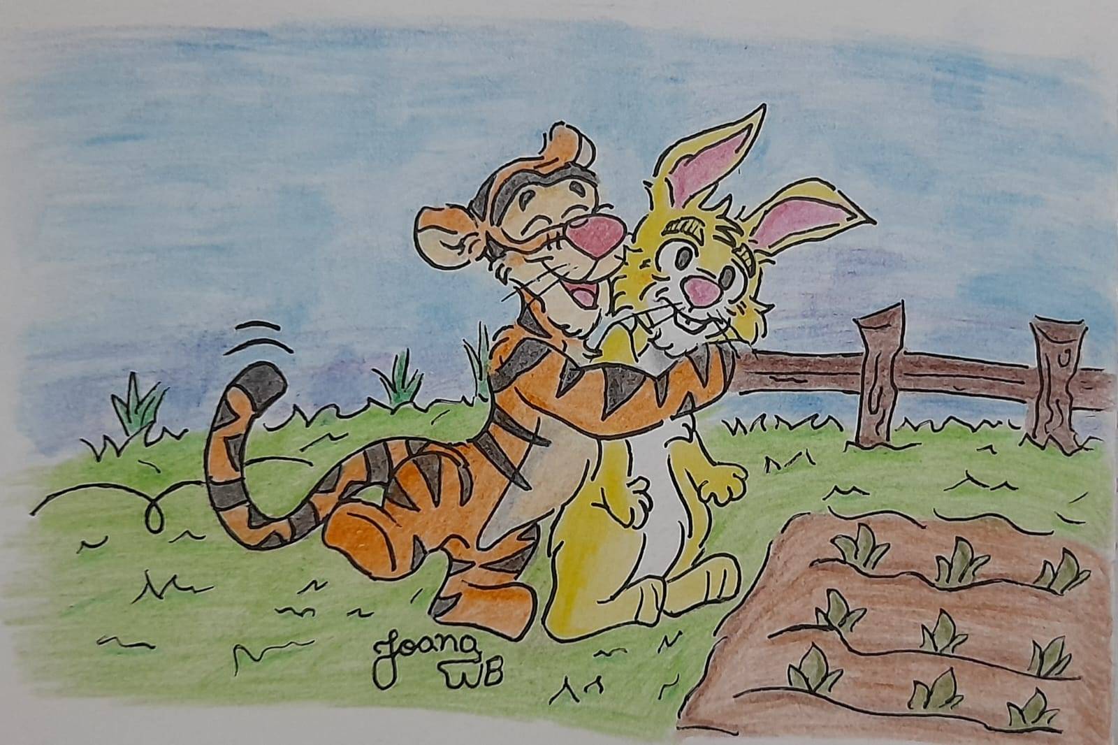 Tigger surprise hug at Rabbit (Winnie The Pooh) by JoanaWB on DeviantArt