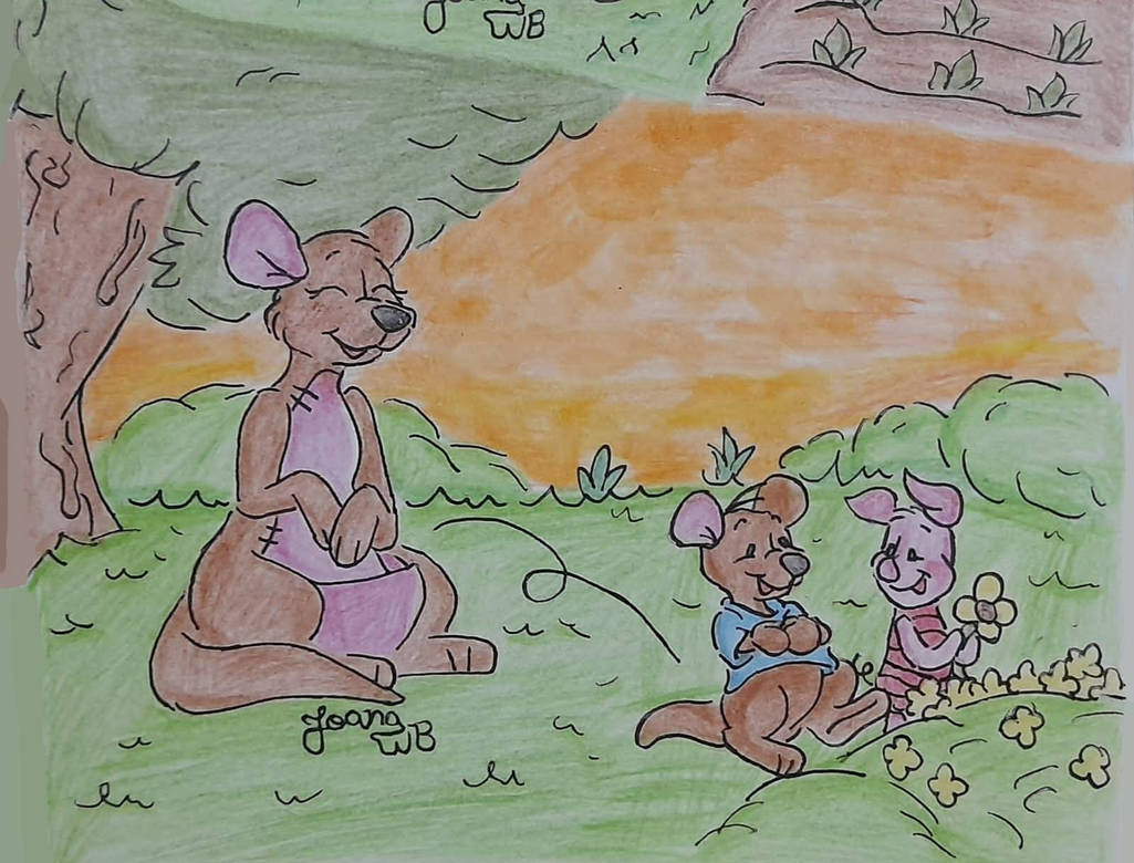 Kanga and little Roo (And Piglet too?) by JoanaWB on DeviantArt