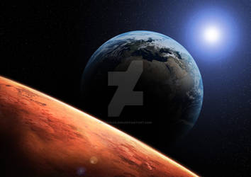 Mars View of Earth by eddyrailgun