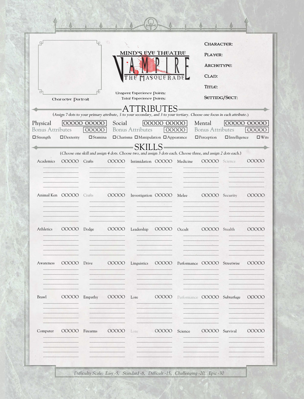 VTM V5 - Character Sheet