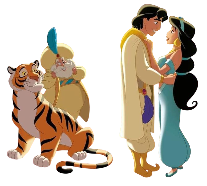 Aladdin Characters Raja PNG Aladdin, Jasmine, Sultan y Rajah by MikeMoon1990 on DeviantArt