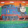 Thomas the Tank Engine riding the Rails at Sunrise