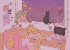 sailor moon but she's a lofi girl