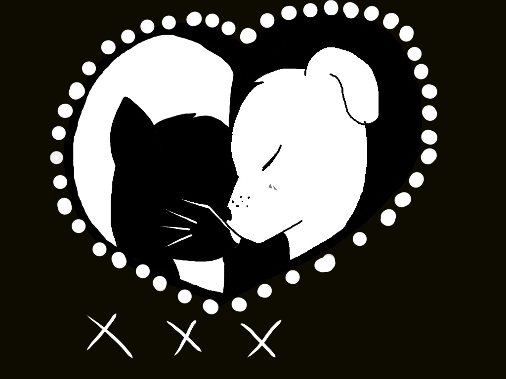 kitty puppy love (happy Valentine's Day!)