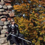 Neddard Stark relaxing on castle wall