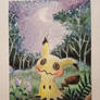 Mimikyu at night in a forest