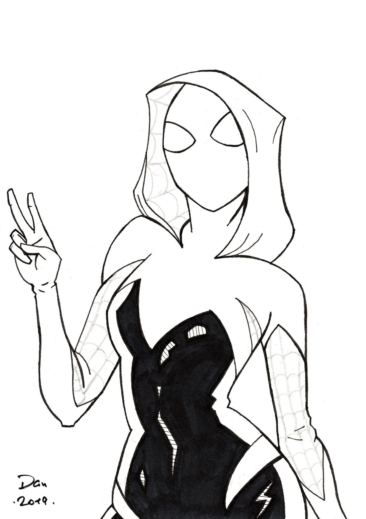 SpiderGwen (inks) by DocFlint on DeviantArt