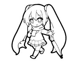 Hatsune Miku Coloring Page (Lineart)