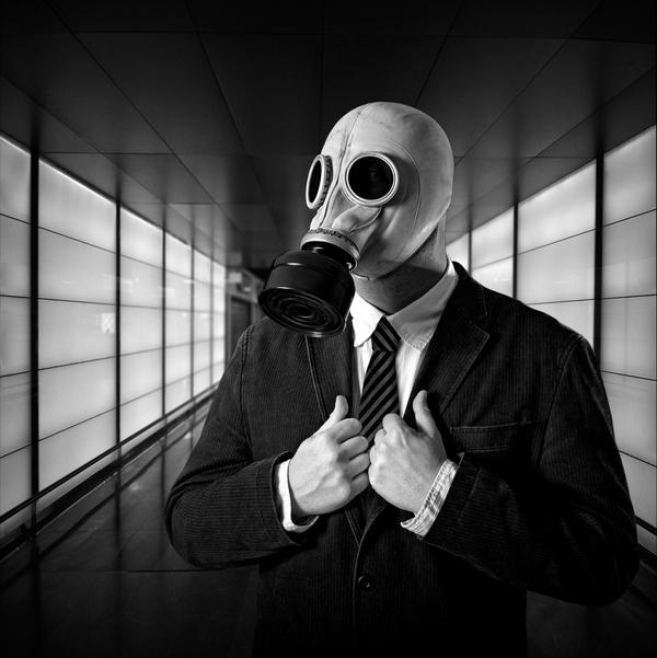 Masked man in black