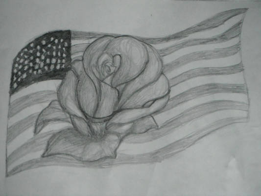 american flag+flower