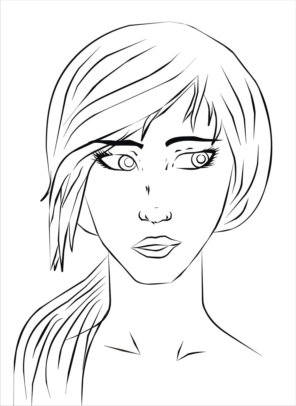 Comic Style Female Face #1 - Lineart by Uldryth on DeviantArt