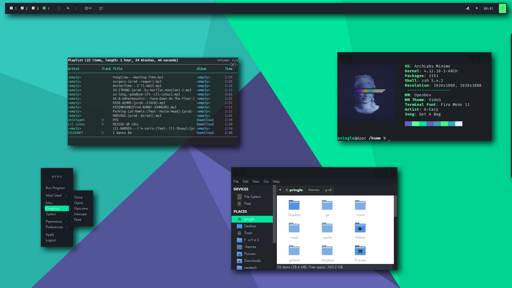 GreebOB + Neofetch and NCMPCPP in CLI by deepeeringle on DeviantArt