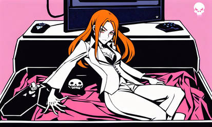 Orihime, laying on coffin,transformed into vampire