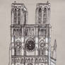 Notre Dame de Paris-drawing on toned paper