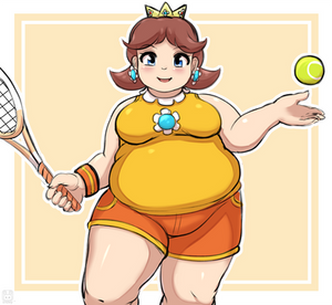 Chubby Princess Daisy playing tennis