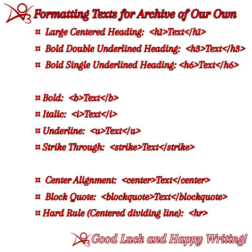 Ao3 Snap Guide to Text Formatting by Azure-Blaze-Fics on DeviantArt