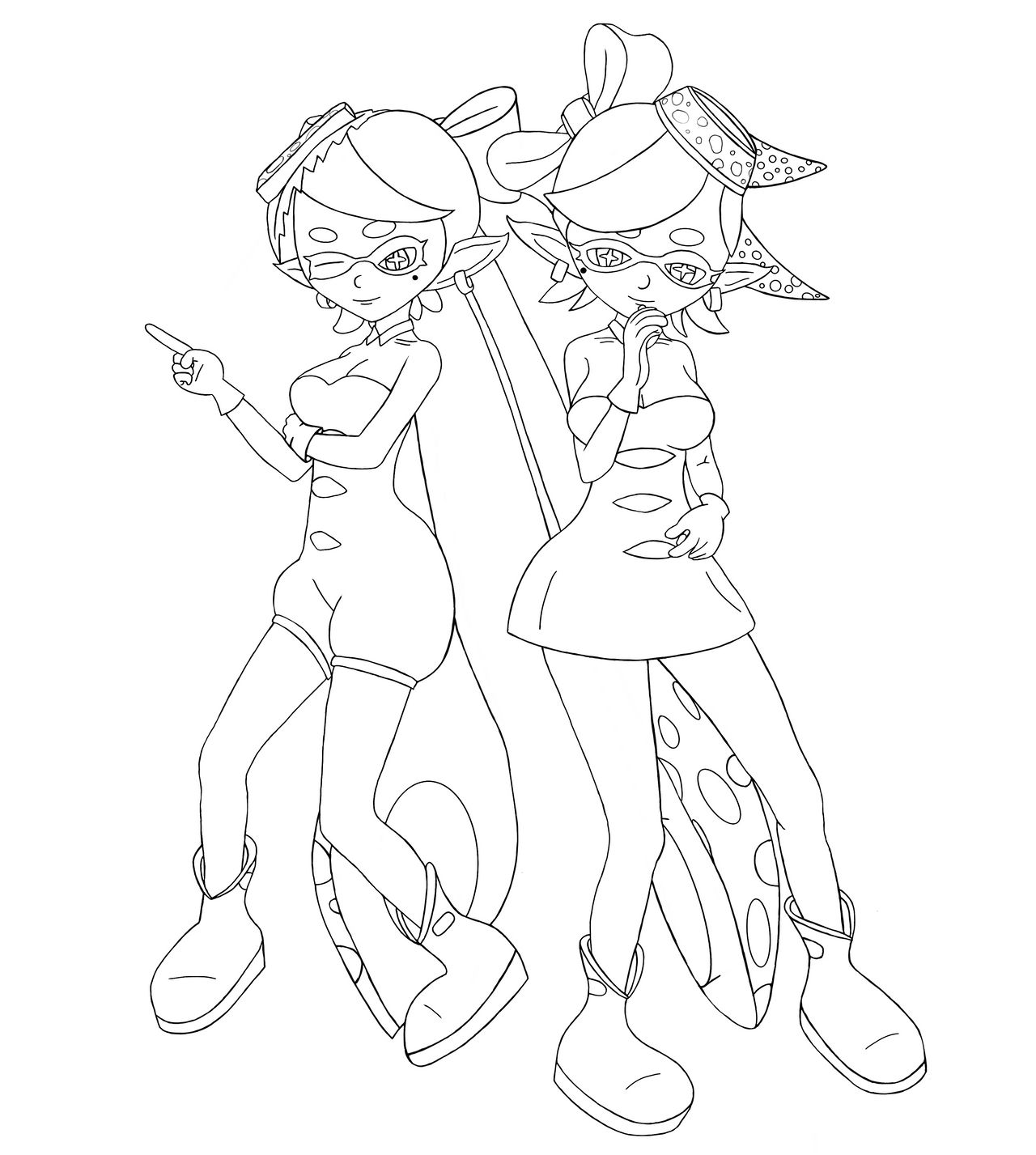 Squid Sisters Live (outline) by MinyBoy5 on DeviantArt