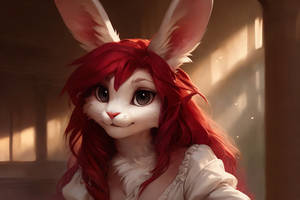 Redhead rabbit girl portrait