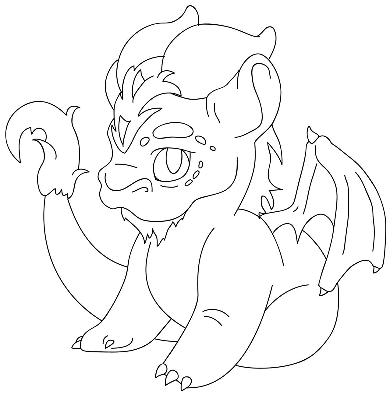 Cute Dragon -lineart-