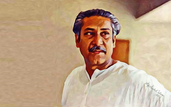 Portrait Of Bangabandhu Sheikh Mujibur Rahman 