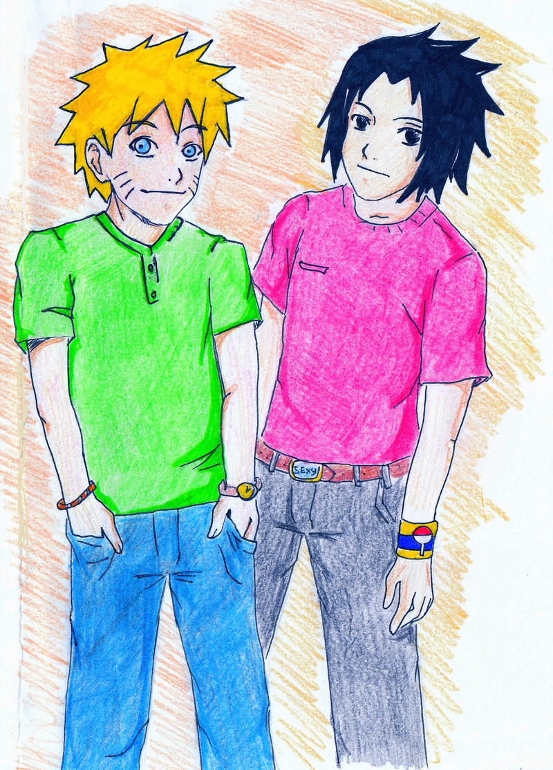 Sasuke and Naruto in T-shirts by onigiri-cchaaan on DeviantArt