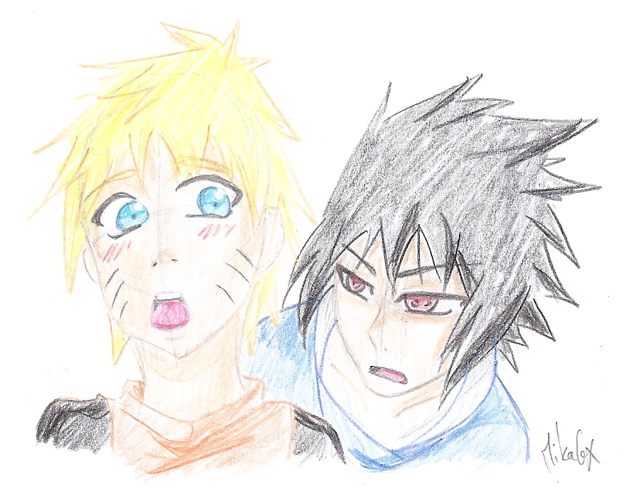 SasuNaru: coloured pencils technik